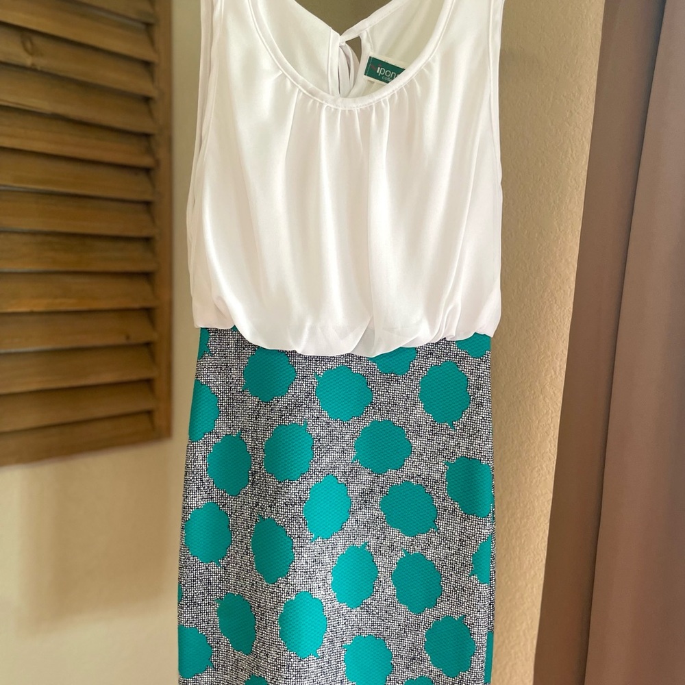 White and Teal Statement Dress